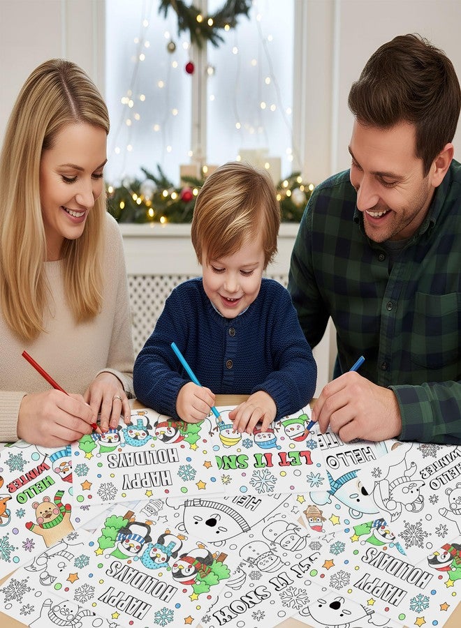 ANGOLIO Winter Scene Coloring Pages - 32P Hello Winter Scene Activity Coloring Posters for Kids, Happy Holidays Bulk Snowman Polar Bear DIY Crafts Classroom Home Holiday Party Supplies Christmas Gifts - Image 5